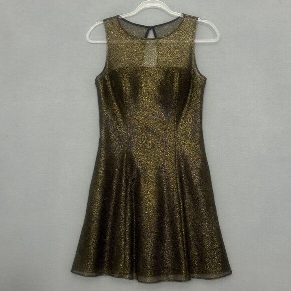 Aidan Aidan Mattox Womens Dress 6 Black Gold Metallic Sparkle Mini Fairygrunge - Picture 5 of 16